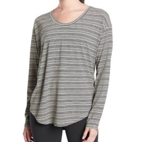 Athleta Cloudlight Stratus Scoop Neck Long Sleeve Striped Top Medium - Picture 2 of 7